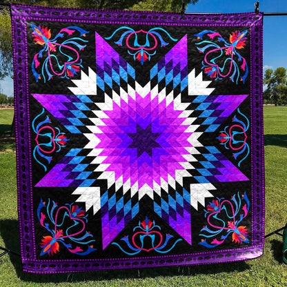 Native American Inspired Star Purple Art Quilt HM19062301