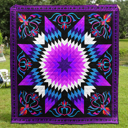 Native American Inspired Star Purple Art Quilt HM19062301