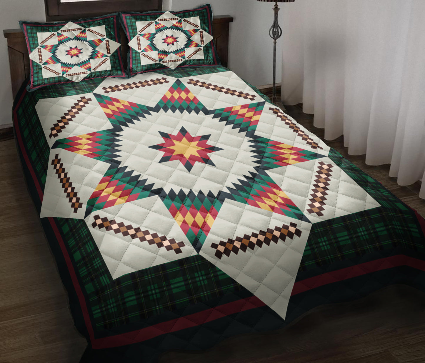 Native American Inspired Star Quilt Bed Sheet MT230513D