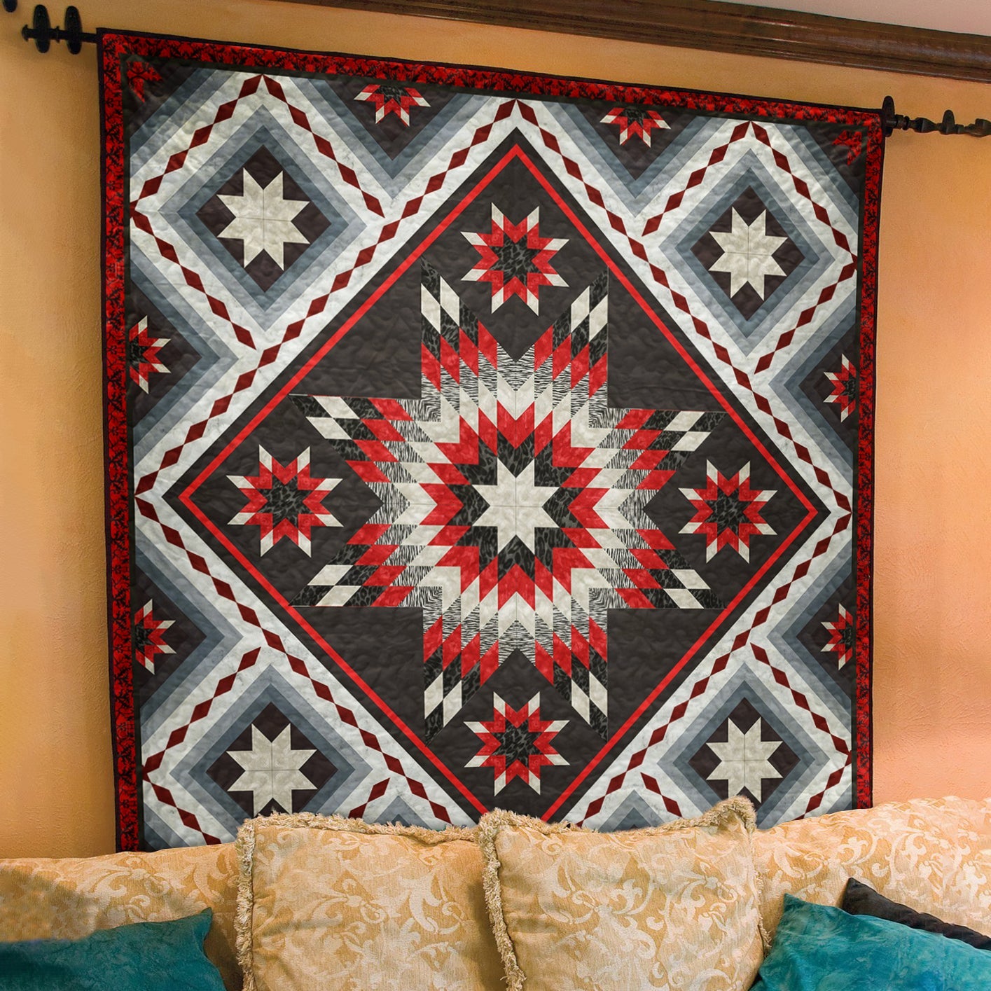 Native American Inspired Star Art Quilt HN180504M
