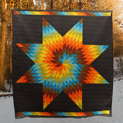 Native American Inspired Swirl Star Art Quilt HN300504M