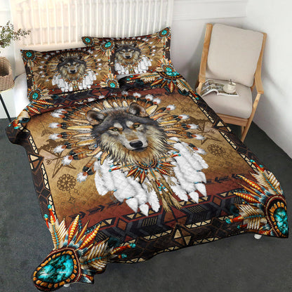 Native American Inspired Wolf Spirit Quilt Bedding Set CLH1609008