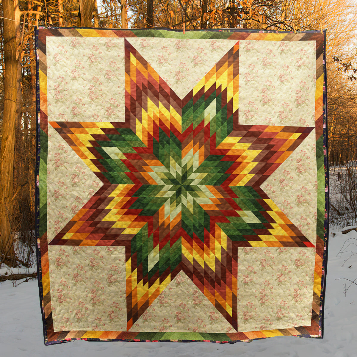 Native American Inspired Lone Star Art Quilt HN230514M