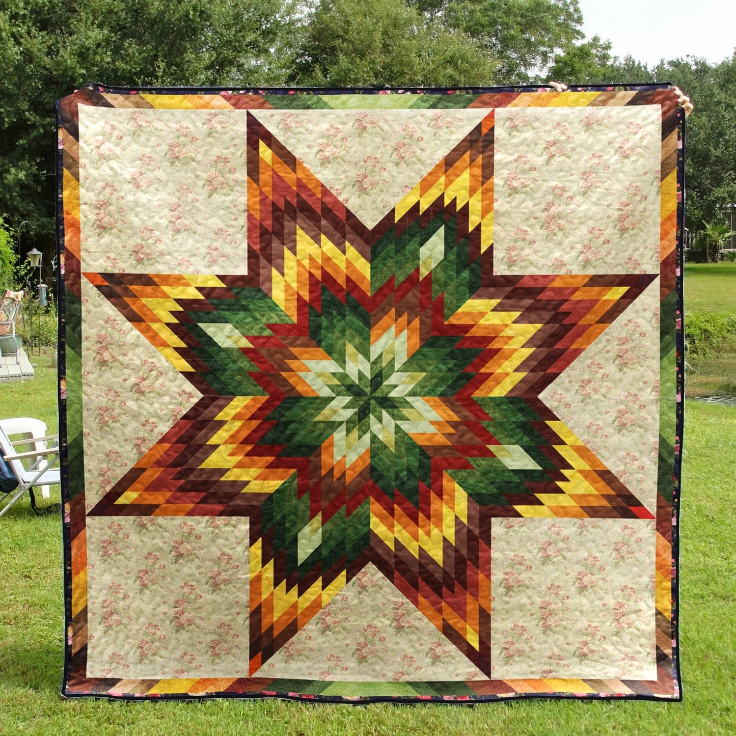 Native American Inspired Lone Star Art Quilt HN230514M