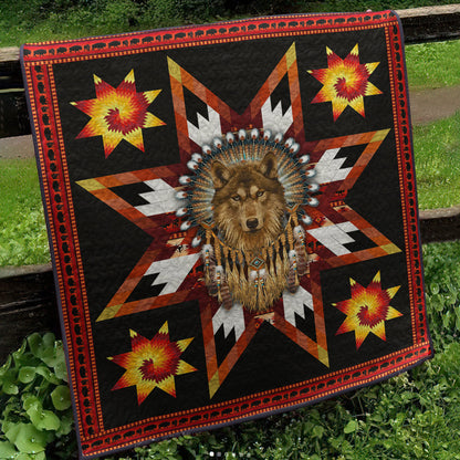 Native American Inspired Wolf Art Quilt HN080402D