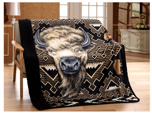 Native American Buffalo CLM2210092S Sherpa Fleece Blanket