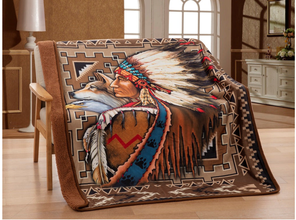 Native American Chief CLM2210093S Sherpa Fleece Blanket