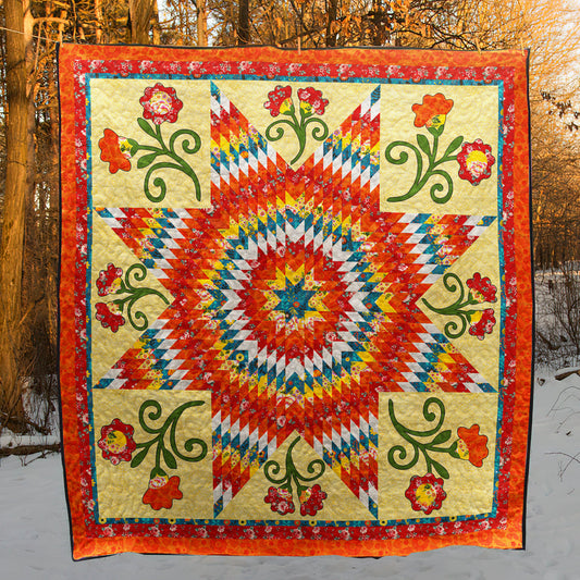Native American Star Flower Quilt Blanket HN070401M