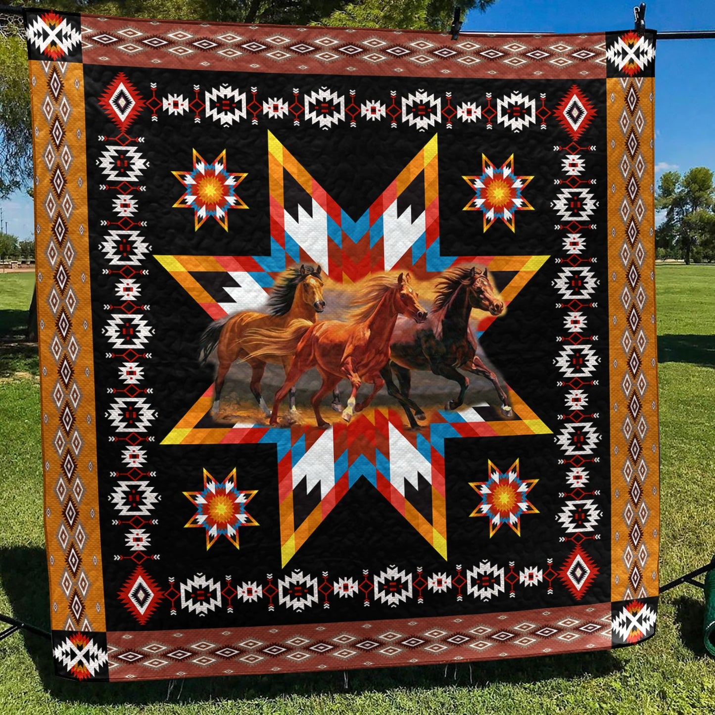 Horse Native American Quilt Blanket HN10032301BL
