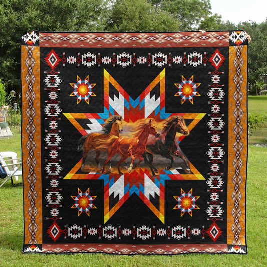 Horse Native American Quilt Blanket HN10032301BL