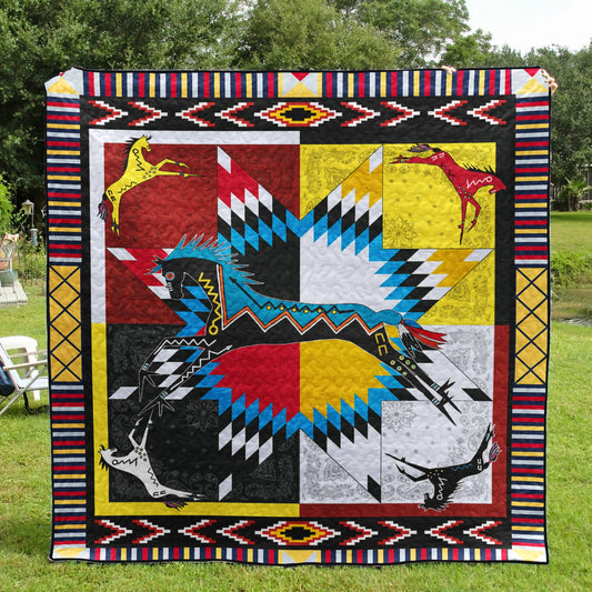 Horse Native American Quilt Blanket HN10032302BL