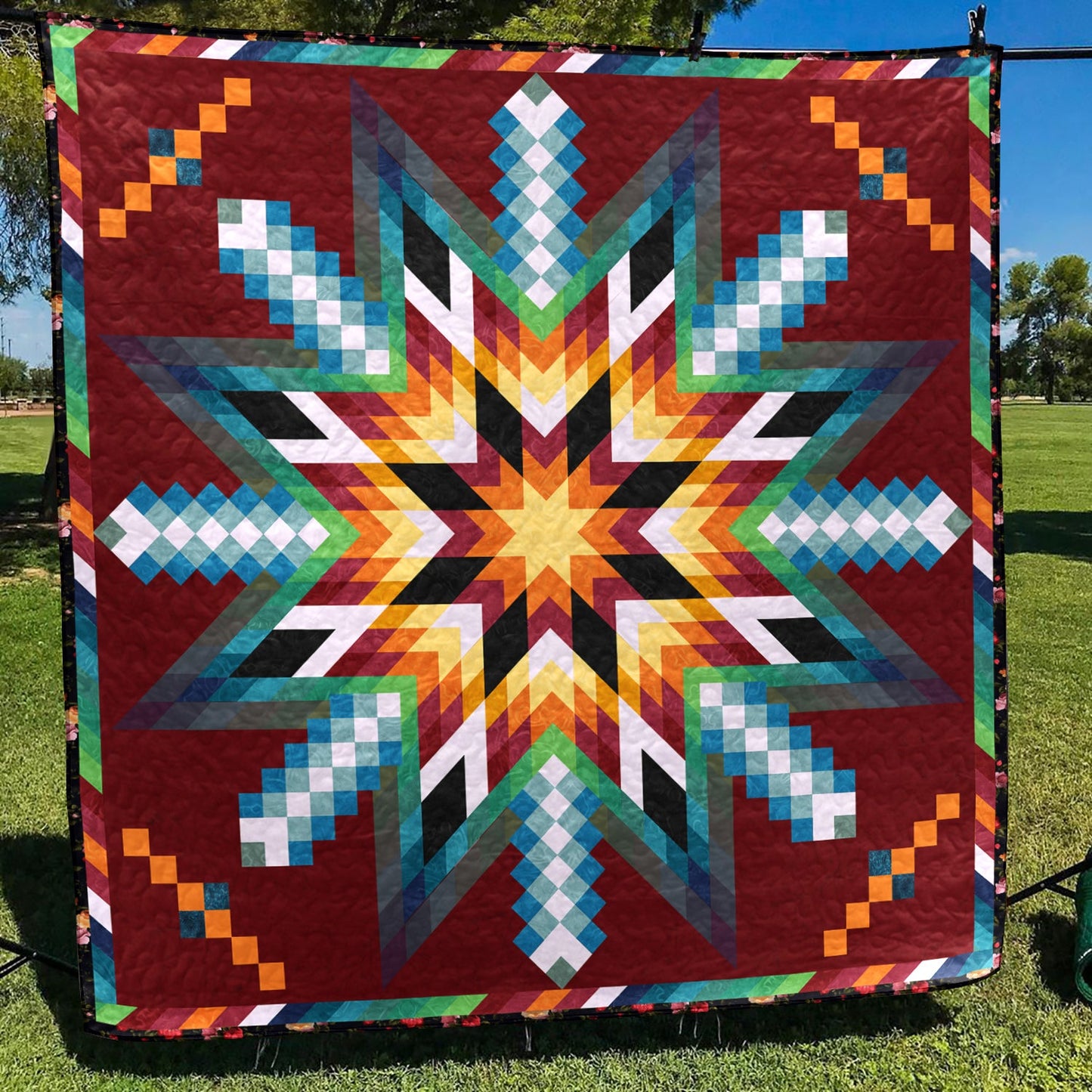 Native American Star Quilt Blanket HN01032302BL