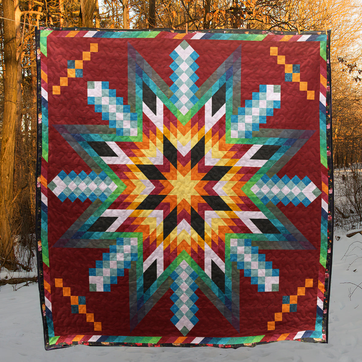 Native American Star Quilt Blanket HN01032302BL