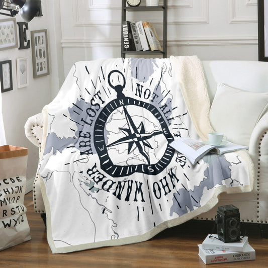 Nautical Compass CLM140828 Sherpa Fleece Blanket