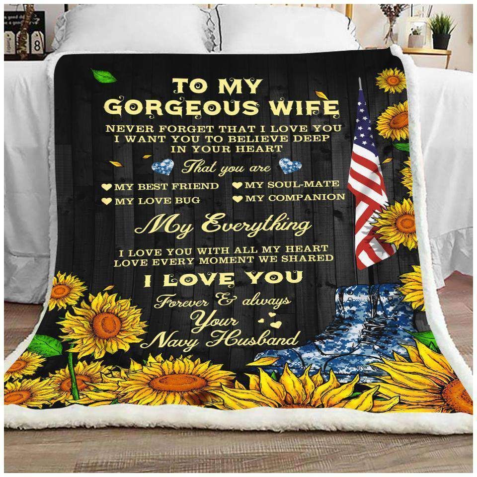 Navy Veteran For Wife CL11120900MDF Sherpa Fleece Blanket