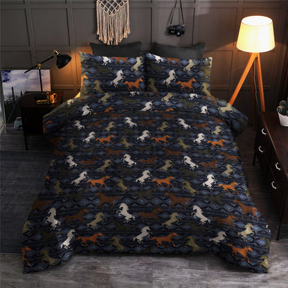 Navy Wild And Free Western Horses CLM2110361B Bedding Sets