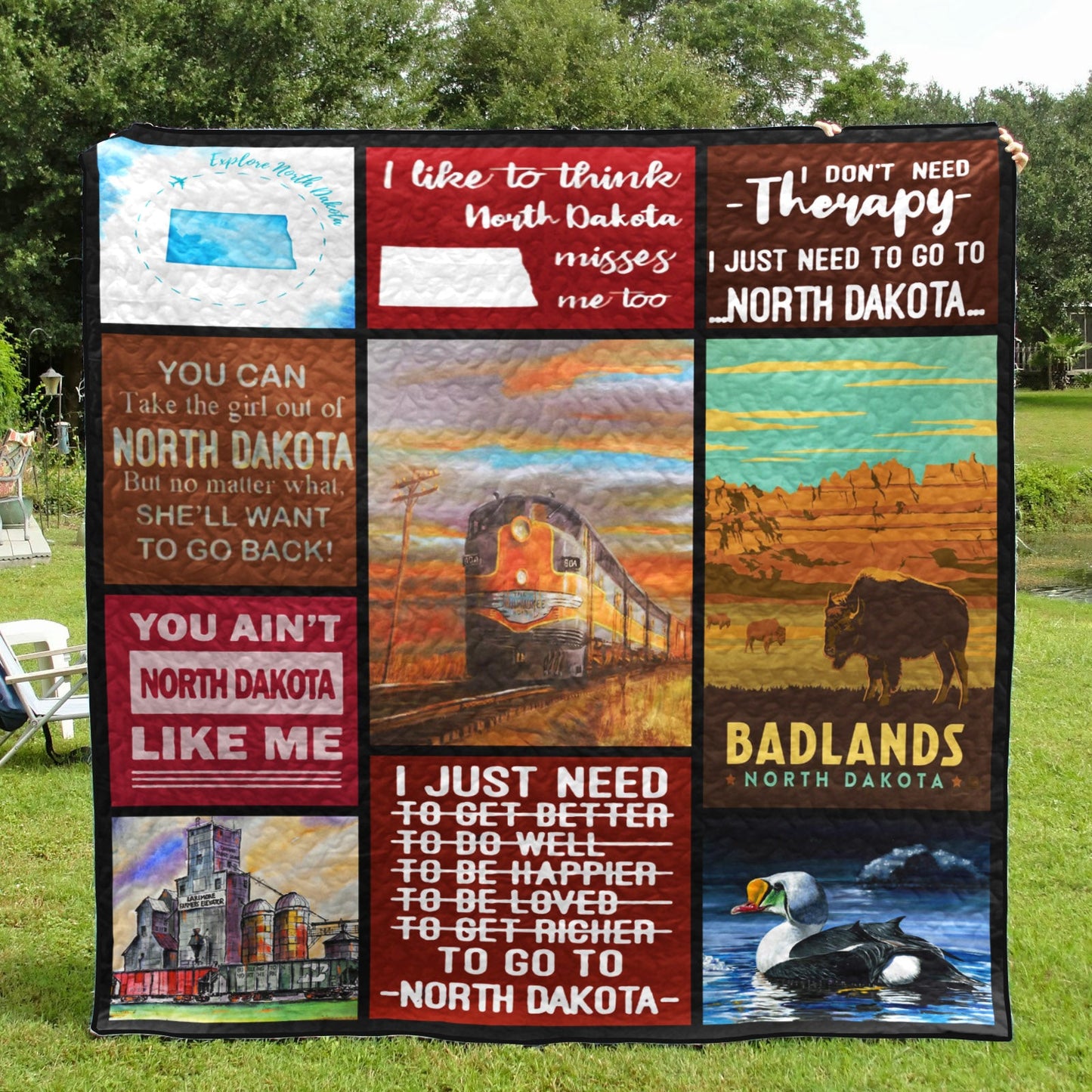 North Dakota CL14100365MDQ Quilt Blanket