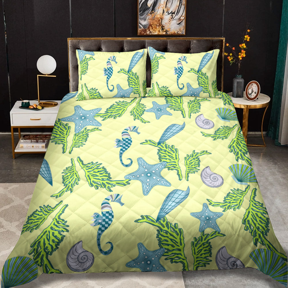 Ocean Seahorse CLM0411271B Quilt Bedding Set