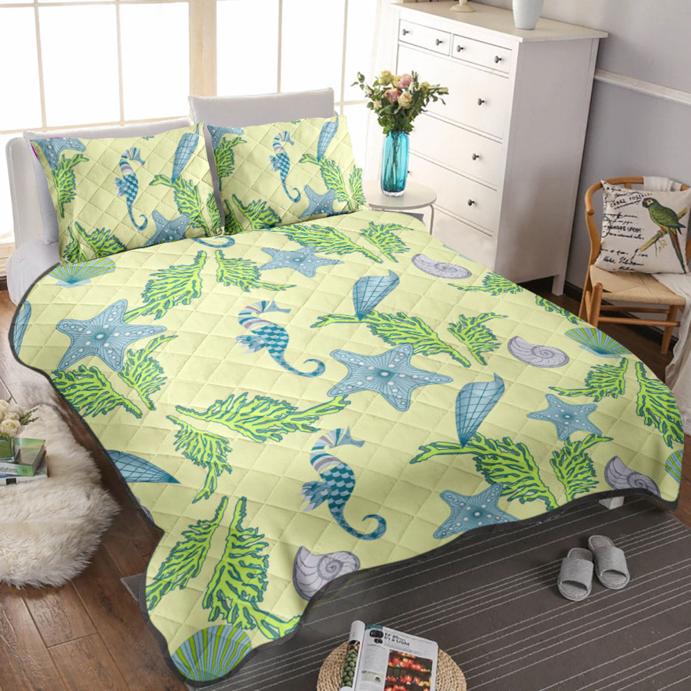 Ocean Seahorse CLM0411271B Quilt Bedding Set
