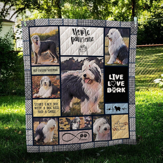 Old English Sheepdog Pawsome CL10100192MDQ Quilt Blanket