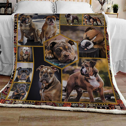 Old English Bulldog Look CL10100190MDF Sherpa Fleece Blanket