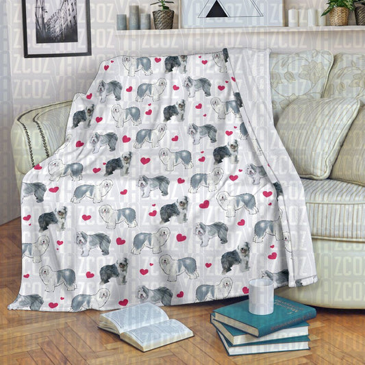 Old English Sheepdog Heart CL21110645MDF Sherpa Fleece Blanket