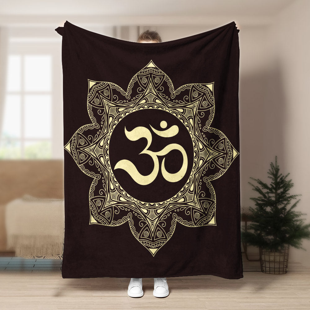 Om Aum Mandala CLM140829 Sherpa Fleece Blanket