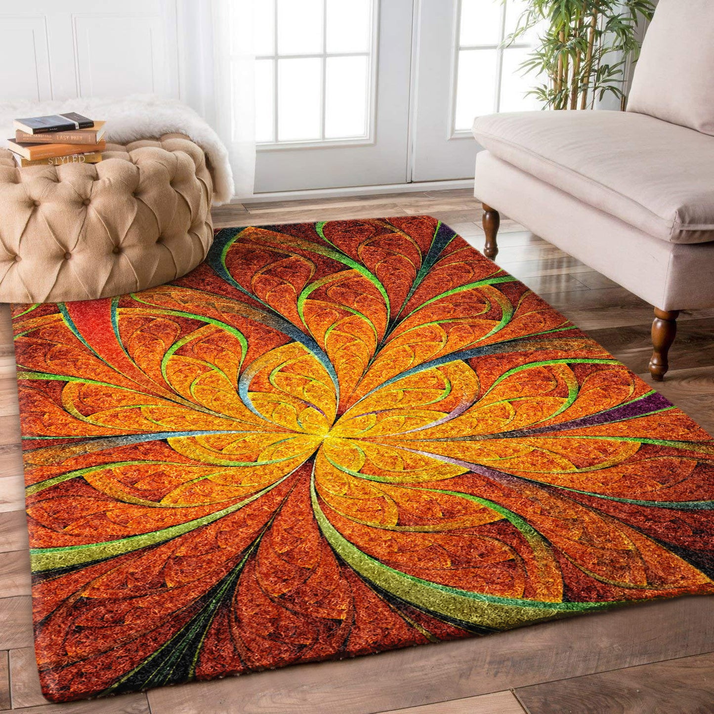Orange Fractal Flower DD0910132R Rug