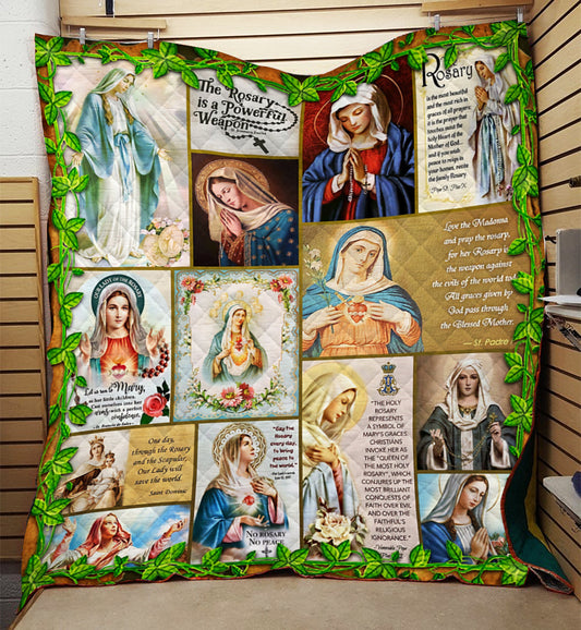 Our Lady Of The Rosary Best Roman Catholic Quilt Blanket TM031103