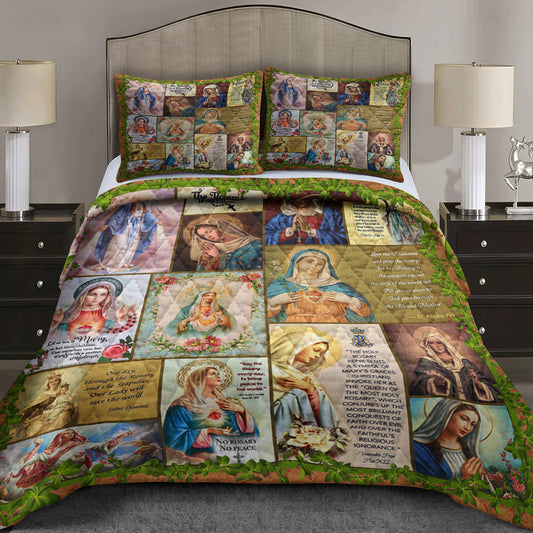 Our Lady of the Rosary Christian Quilt Bedding Set TL030606QS