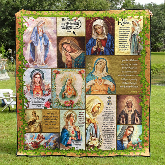 Our Lady of the Rosary Christian Quilt Blanket TL030606Y