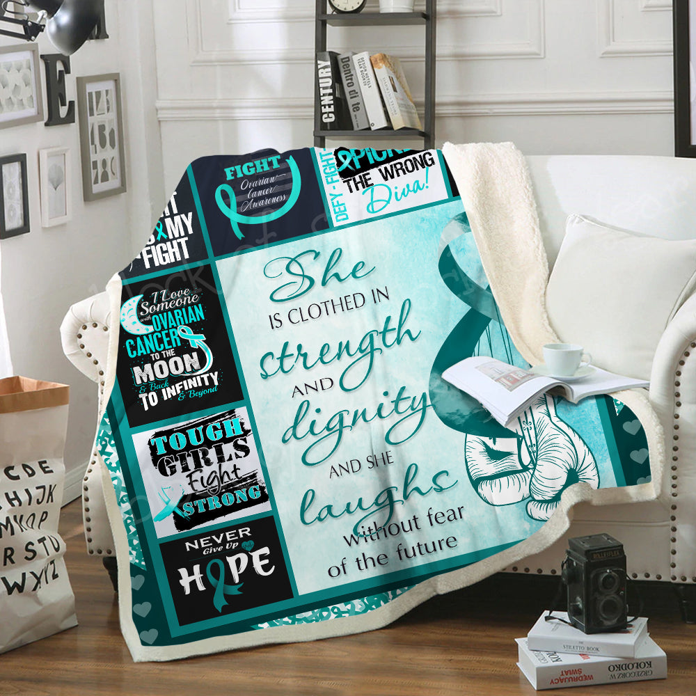Ovarian Cancer Awareness CL03100162MDF Sherpa Fleece Blanket