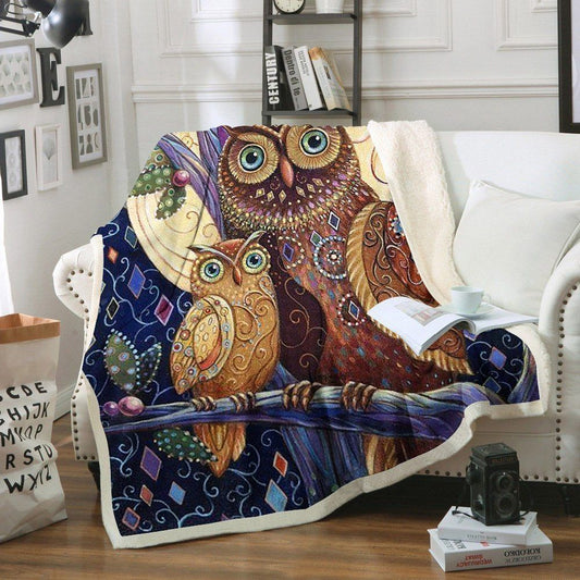 Owl BL160850F Sherpa Fleece Blanket