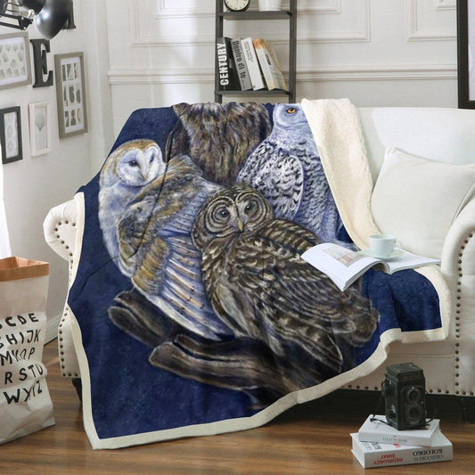 Owl DD150831F Sherpa Fleece Blanket