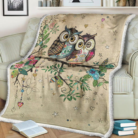 Owl Sherpa Fleece Blanket TM191002