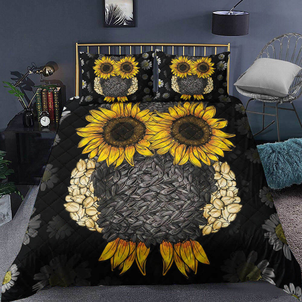 Owl Sunflower Quilt Bedding Set TL210910