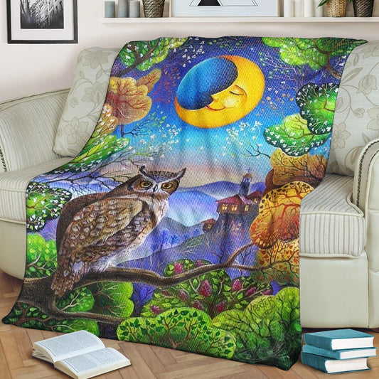 Owl BL0309072F Sherpa Fleece Blanket