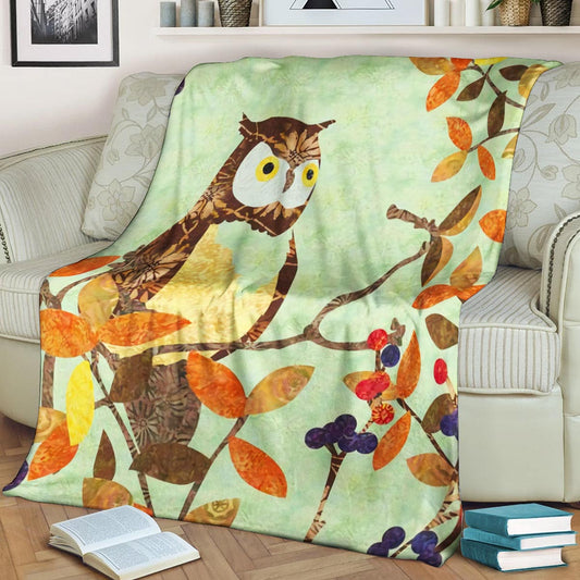 Owl BT171033F Sherpa Fleece Blanket