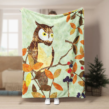 Owl BT171033F Sherpa Fleece Blanket