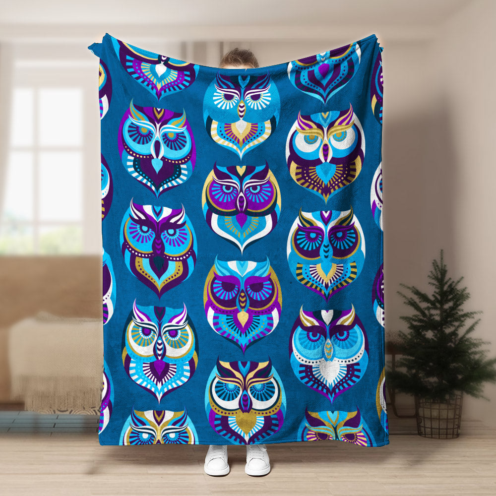 Owl DD070965F Sherpa Fleece Blanket