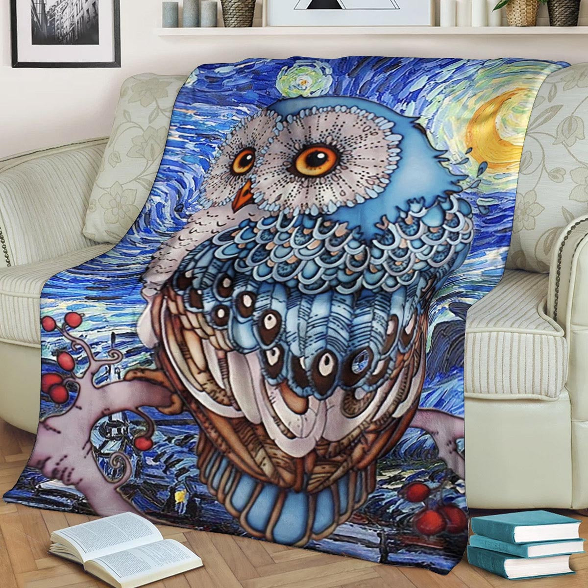 Owl DD260899F Sherpa Fleece Blanket