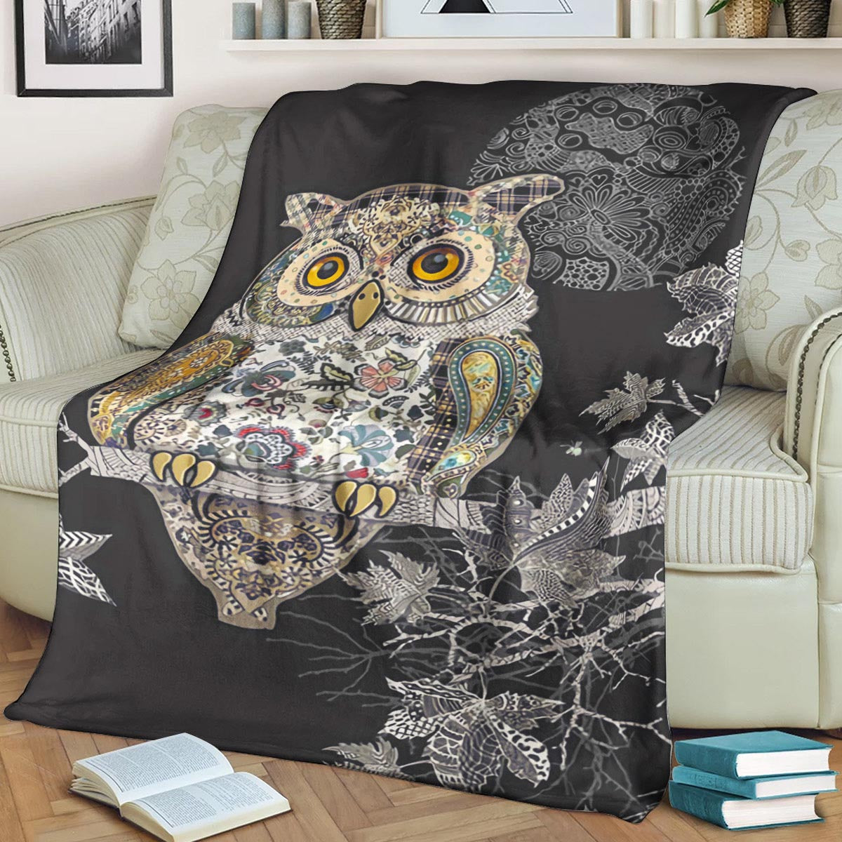 Owl DP190848F Sherpa Fleece Blanket