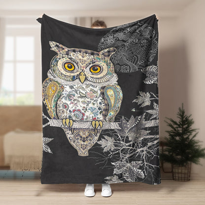 Owl DP190848F Sherpa Fleece Blanket