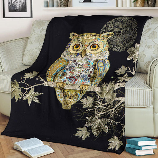 Owl HM0809127TT Sherpa Fleece Blanket