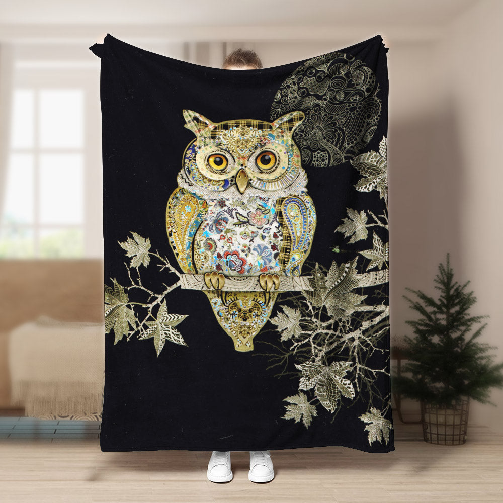 Owl HM0809127TT Sherpa Fleece Blanket
