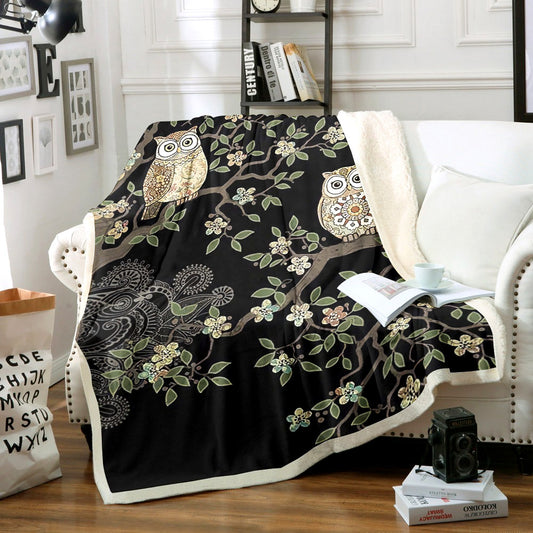 Owl HM1409090TT Sherpa Fleece Blanket