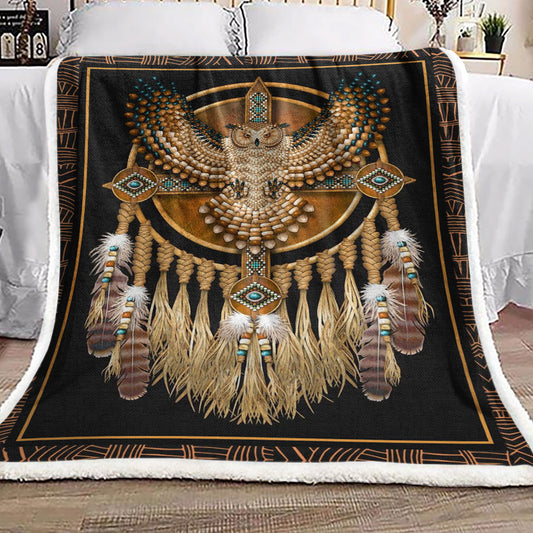 Owl Native American HN2609129F Sherpa Fleece Blanket