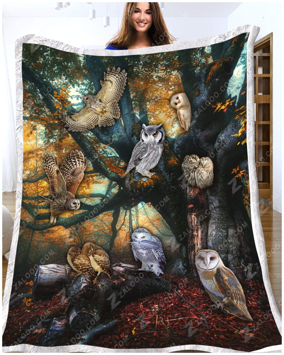 Owl Owl Family CL29110547MDF Sherpa Fleece Blanket
