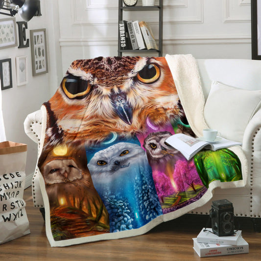 Owl TL270859F Sherpa Fleece Blanket