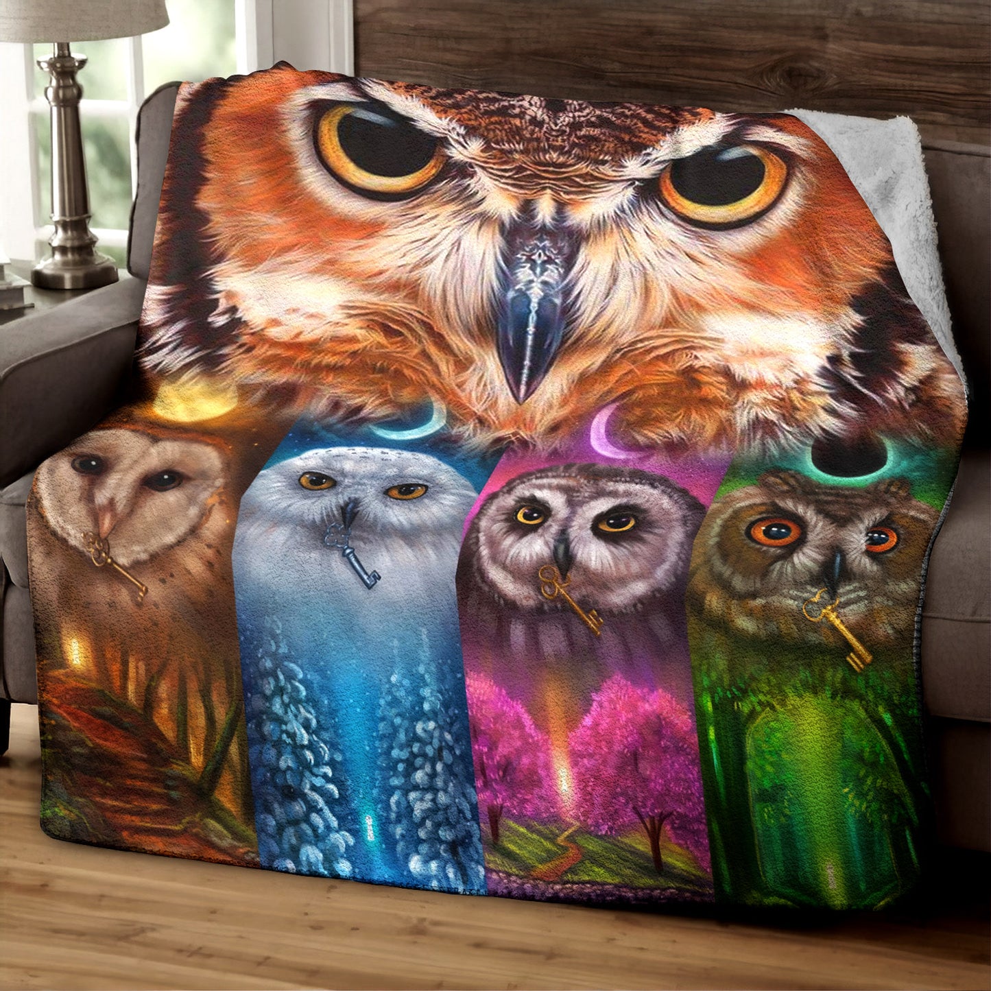 Owl TL270859F Sherpa Fleece Blanket